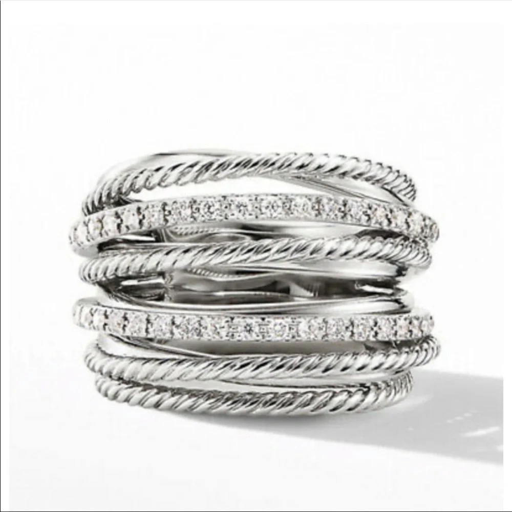 NEW 925 Silver Wrap multilayer Diamond Ring - Picture 2 of 3